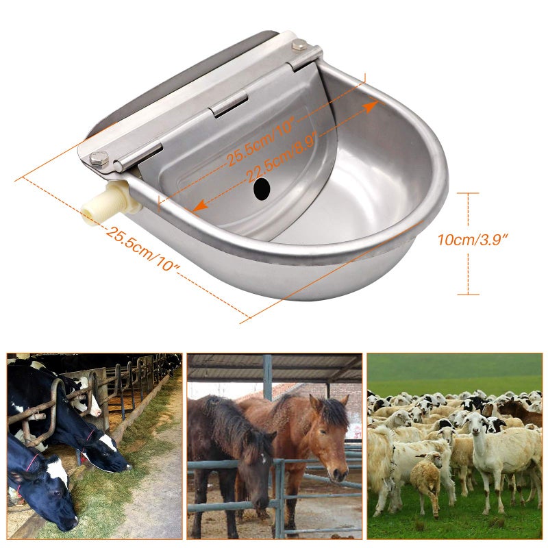 MUDUOBAN Automatic Water Dispenser for Dogs,Automatic Chicken Waterer,Outdoor Dog Water Feeder,304 Stainless Steel Water Bowl with Plastic Float Valve - Image 2